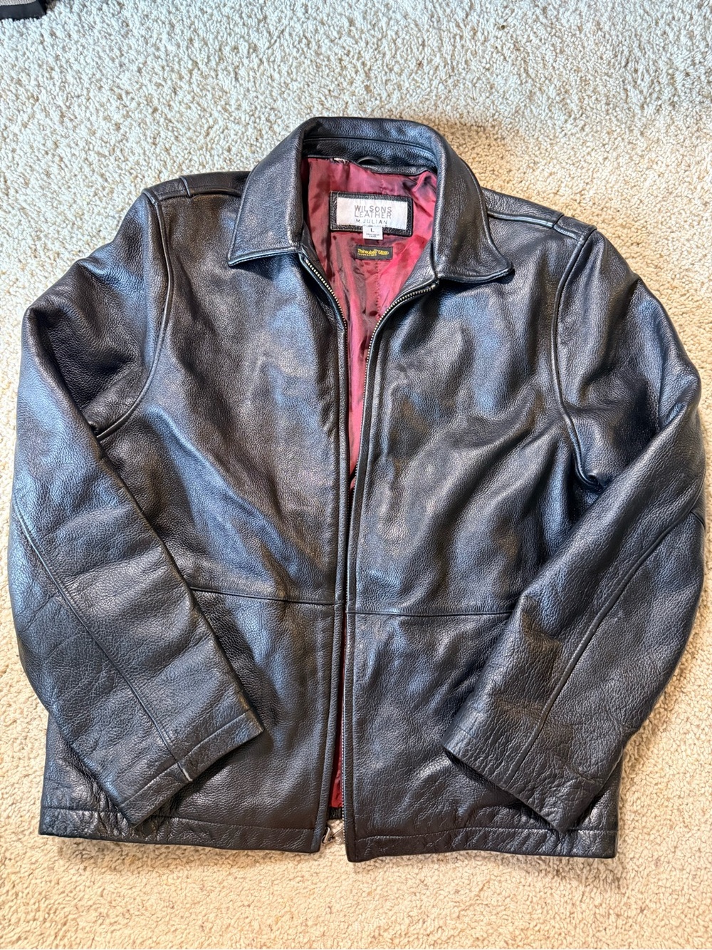 Wilsons Leather M Julian Men’s L Black Leather Jacket Thinsulate Insulated
